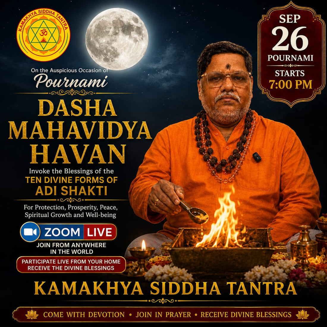 Dasha Maha Vidya Purnima Homam Live 📅 26 Sep 2026 | ⏰ Evening 07:00 pm ist